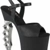 Pleaser IRONGRIP-709 Black Matte/Silver Brass Knuckle Heels Pole Shoes