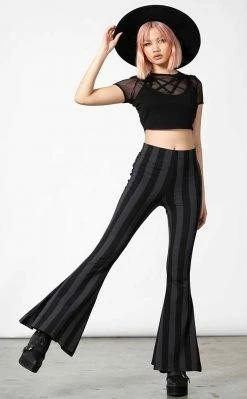 Killstar Clothing Inferno Room Flares | Grey Stripe 11 Killstar Clothing Inferno Room Flares | Grey Stripe