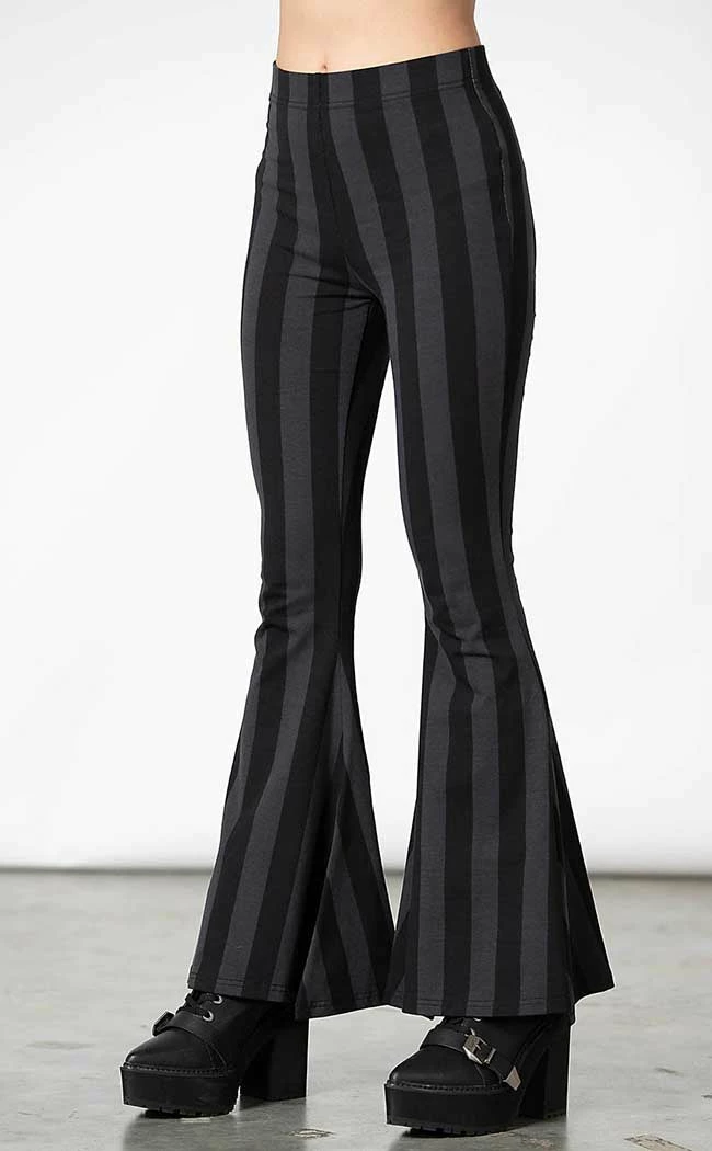 Killstar Clothing Inferno Room Flares | Grey Stripe 7 Killstar Clothing Inferno Room Flares | Grey Stripe