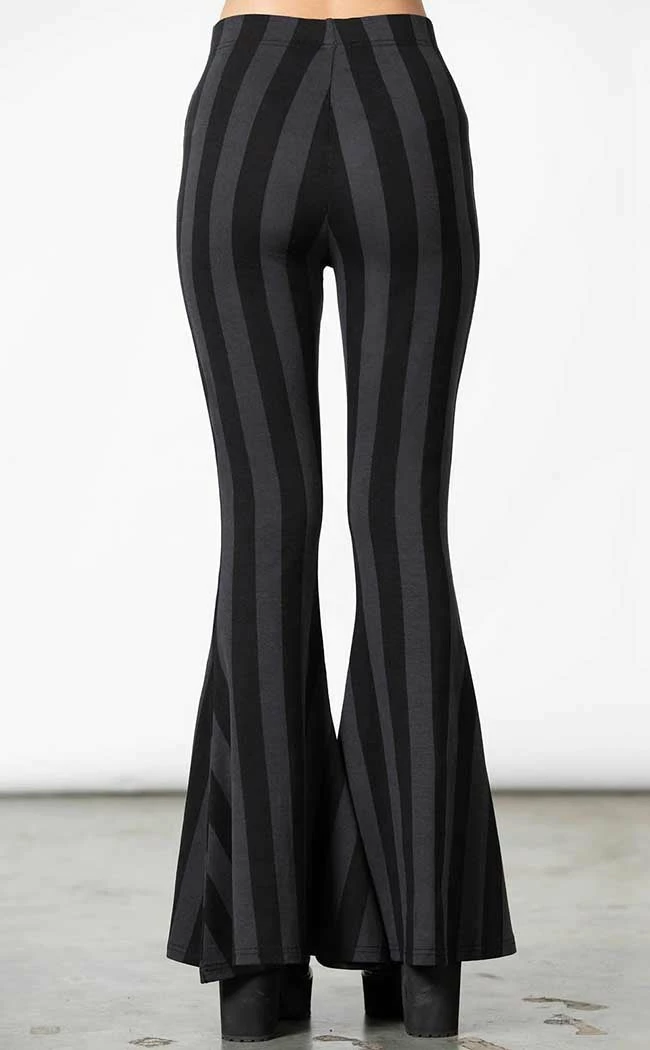 Killstar Clothing Inferno Room Flares | Grey Stripe 9 Killstar Clothing Inferno Room Flares | Grey Stripe