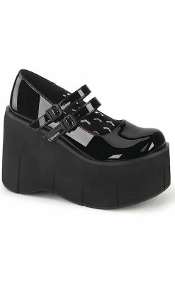 Demonia KERA-08 Black Patent Platform Mary Janes Shoes