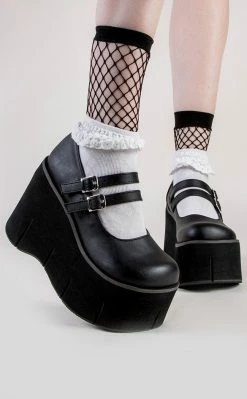 Demonia KERA-08 Black Vegan Leather Platform Mary Janes (Au Stock) Shoes
