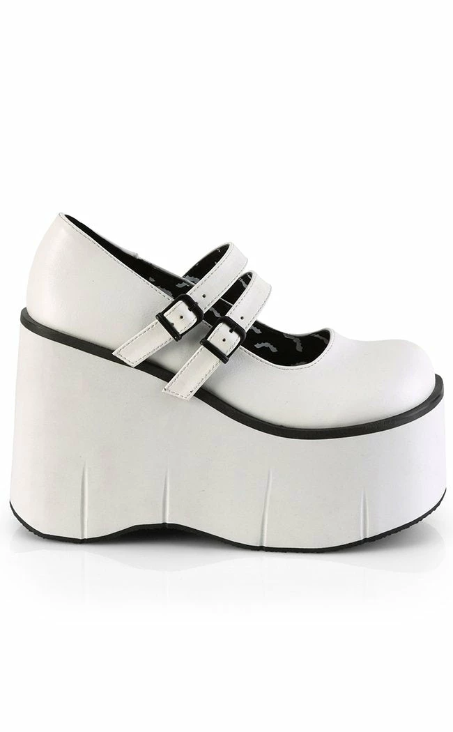Demonia KERA-08 White Vegan Leather Platform Mary Janes Shoes 7 Demonia KERA-08 White Vegan Leather Platform Mary Janes Shoes