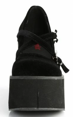 Demonia Shoes KERA-10 Black Velvet Platform Mary Janes