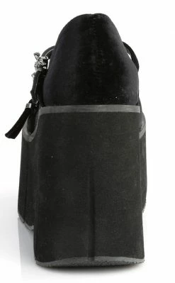 Demonia Shoes KERA-10 Black Velvet Platform Mary Janes