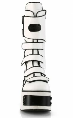 Demonia Platform Shoes KERA-108 White Platform Plated Wedge Boots
