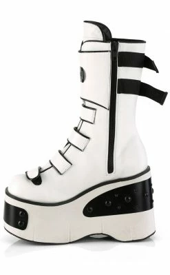 Demonia Platform Shoes KERA-108 White Platform Plated Wedge Boots
