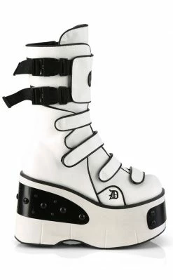Demonia Platform Shoes KERA-108 White Platform Plated Wedge Boots