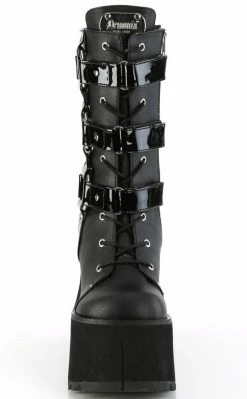 Demonia KERA-110 Black Matte Mid-Calf Harness Boots Shoes