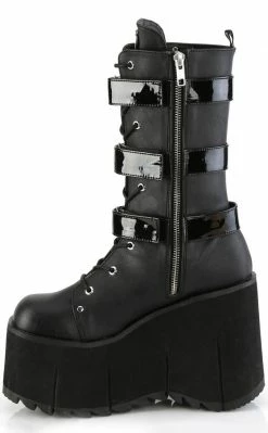 Demonia KERA-110 Black Matte Mid-Calf Harness Boots Shoes