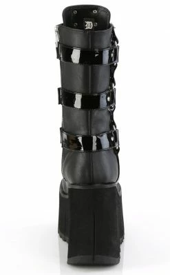 Demonia KERA-110 Black Matte Mid-Calf Harness Boots Shoes