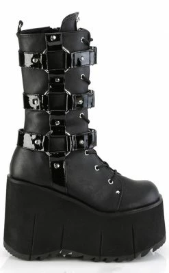 Demonia KERA-110 Black Matte Mid-Calf Harness Boots Shoes