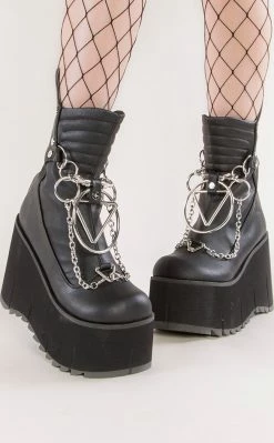 Demonia KERA-130 Black Platform Wedge Boots