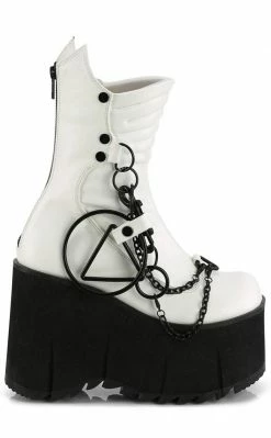 Demonia Platform Shoes KERA-130 White Platform Wedge Boots