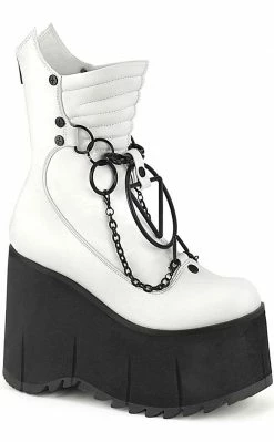 Demonia Platform Shoes KERA-130 White Platform Wedge Boots