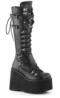 Demonia KERA-200 Black Knee High Platform Boots Shoes