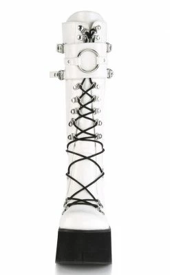Demonia KERA-200 White Knee High Platform Boots (Au Stock) Shoes