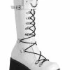 Demonia KERA-200 White Knee High Platform Boots (Au Stock) Shoes