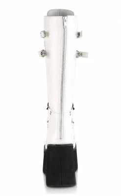Demonia Shoes KERA-200 White Knee High Platform Boots