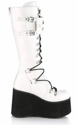 Demonia Shoes KERA-200 White Knee High Platform Boots