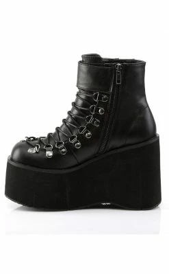Demonia Shoes KERA-21 Black Vegan Leather Platform Ankle Boots