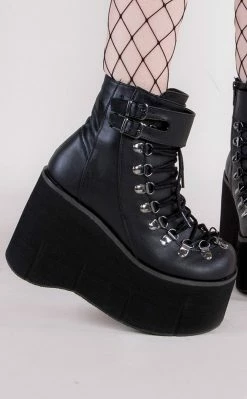 Demonia Shoes KERA-21 Black Vegan Leather Platform Ankle Boots