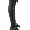 Demonia Shoes KERA-303 Black Vegan Leather Thigh High Platform Boots
