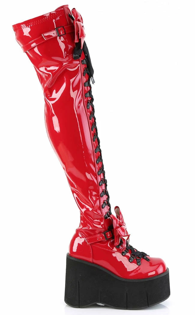Demonia KERA-303 Red Patent Thigh High Platform Boots Shoes 7 Demonia KERA-303 Red Patent Thigh High Platform Boots Shoes