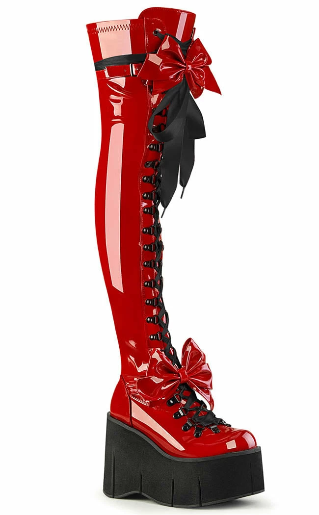 Demonia KERA-303 Red Patent Thigh High Platform Boots Shoes 3 Demonia KERA-303 Red Patent Thigh High Platform Boots Shoes