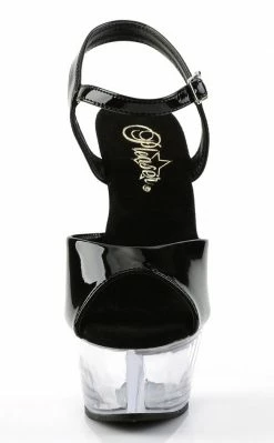 Pleaser KISS-209 Black Patent And Clear Heels Pole Shoes
