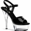 Pleaser KISS-209 Black Patent And Clear Heels Pole Shoes