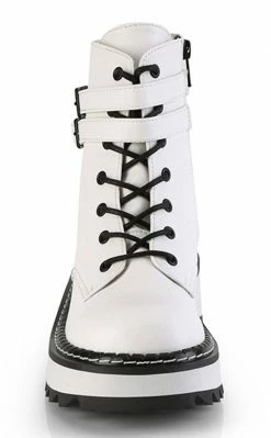 Demonia Shoes LILITH-152 White Vegan Leather Ankle Boots