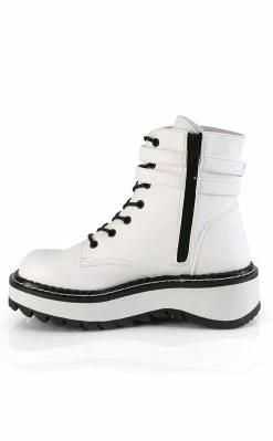 Demonia Shoes LILITH-152 White Vegan Leather Ankle Boots