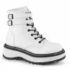 Demonia Shoes LILITH-152 White Vegan Leather Ankle Boots