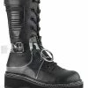 Demonia LILITH-271 Black & Clear Vegan Leather Lace Up Boots