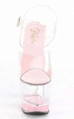 Pleaser LOVESICK-708GH Clear & Pink Glitter Heels Pole Shoes