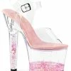 Pleaser LOVESICK-708GH Clear & Pink Glitter Heels Pole Shoes