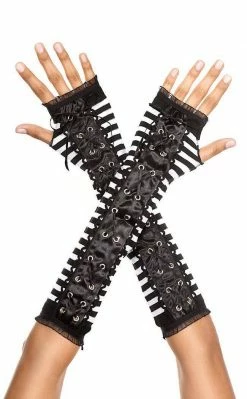 Music Legs Lace Up Striped Arm Warmers Accessories