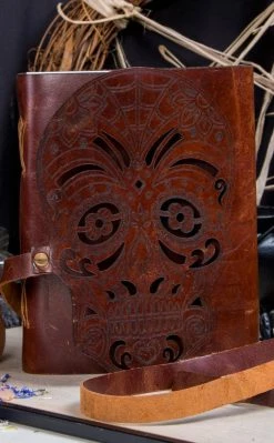 Occult Books Leather Book Of Shadows Skull Cut Out Books & Stationery
