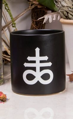 Death By Plants Home & Gifts Leviathan Cross Plant Pot | White On Black