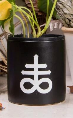 Death By Plants Home & Gifts Leviathan Cross Plant Pot | White On Black