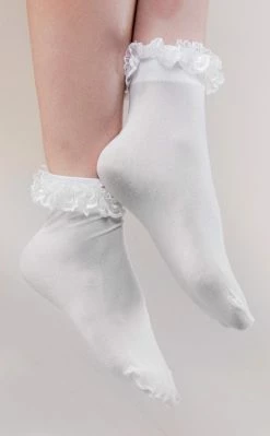 Music Legs Little Miss White Ruffle Anklets Clothing