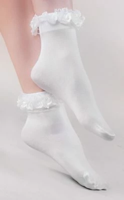 Music Legs Little Miss White Ruffle Anklets Clothing