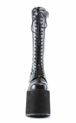 Demonia MEGA-602 Black Vegan Leather Knee High Platform Boots Shoes