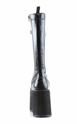 Demonia MEGA-602 Black Vegan Leather Knee High Platform Boots Shoes