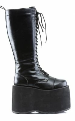 Demonia MEGA-602 Black Vegan Leather Knee High Platform Boots Shoes