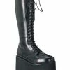 Demonia MEGA-602 Black Vegan Leather Knee High Platform Boots Shoes