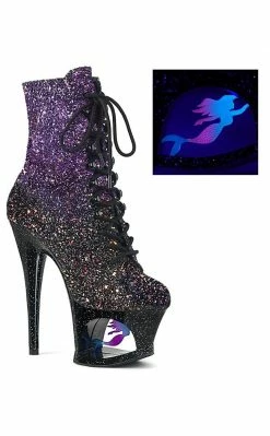 Pleaser Pole Shoes MOON-1020MER Purple Black Ombre Glitter Heels