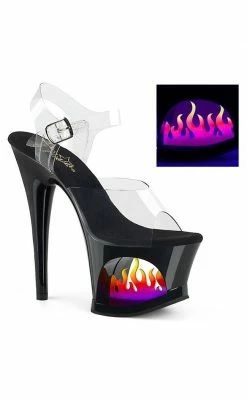 Pleaser Pole Shoes MOON-708 Black Flame Heels