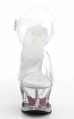 Pleaser MOON-708HRS Clear Red Heart Heels